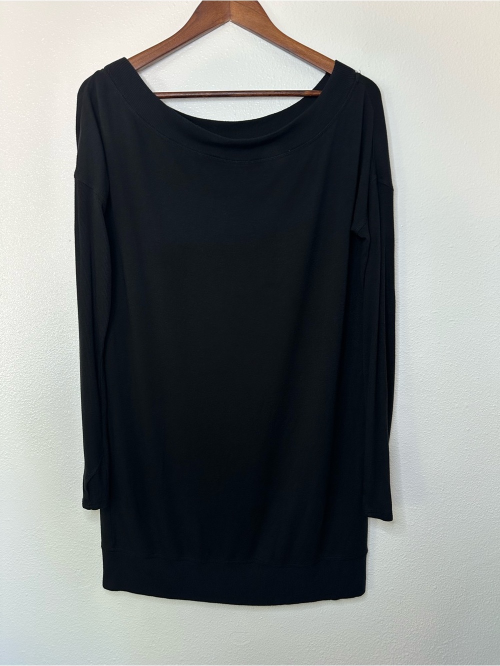 Athleta Black Long-Sleeve Boatneck Dress
